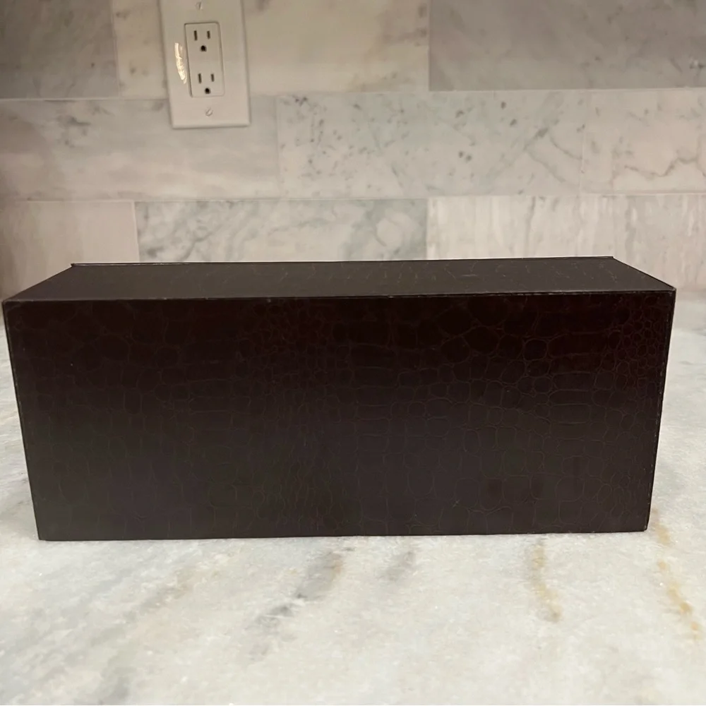5 Slot Brown Crocodile Skin Pattern Leatherette Watch Box